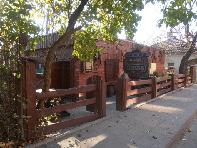 A view of the outside of Snekutis, a restaurant in Vilnius, Lithuania